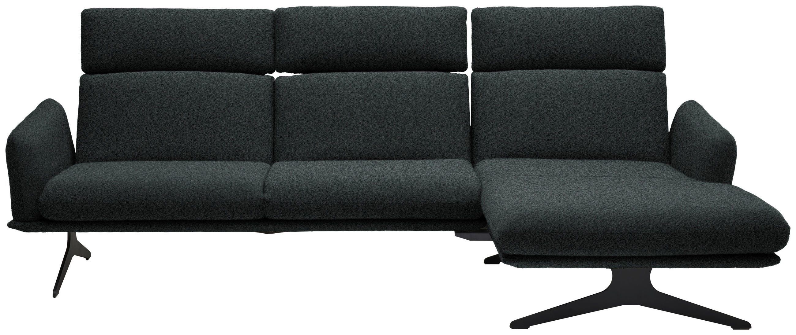ECKSOFA in Flachgewebe Anthrazit  259/152 cm  - Anthrazit/Schwarz, Design, Textil/Metall (259/152cm) - Dieter Knoll
