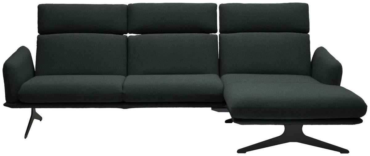 ECKSOFA in Flachgewebe Anthrazit  - Anthrazit/Schwarz, Design, Textil/Metall (259/152cm) - Dieter Knoll