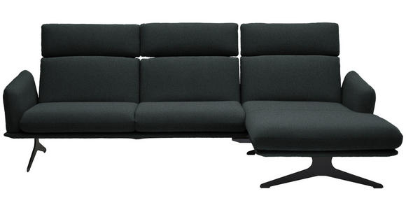 ECKSOFA in Flachgewebe Anthrazit  259/152 cm  - Anthrazit/Schwarz, Design, Textil/Metall (259/152cm) - Dieter Knoll