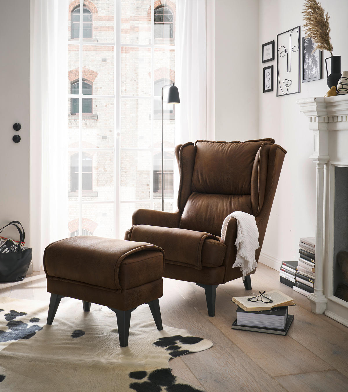 HOCKER Mikrovelours Braun  - Schwarz/Braun, MODERN, Kunststoff/Textil (62/49/43cm) - MID.YOU