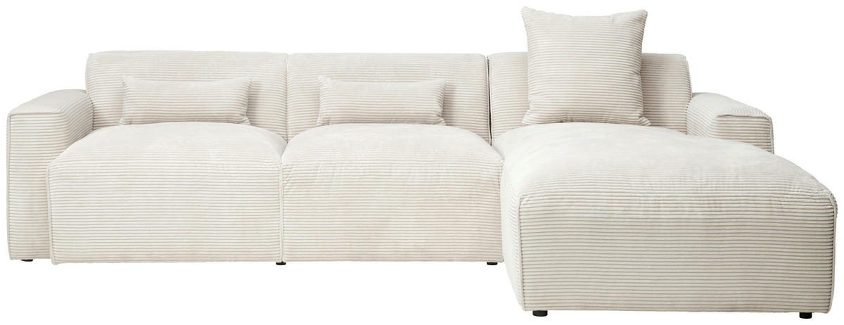 ECKSOFA in Cord Beige  - Beige/Schwarz, Design, Kunststoff/Textil (303/196cm) - Livetastic