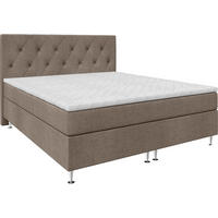 BOXSPRINGBETT 140/200 cm  in Graubraun  - Graubraun/Silberfarben, KONVENTIONELL, Textil/Metall (140/200cm) - Chameo