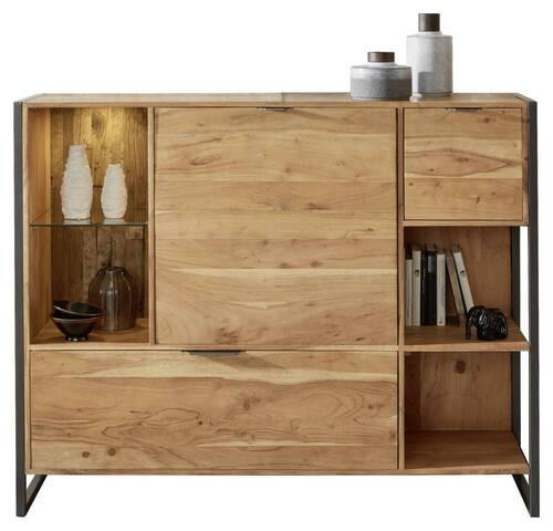 HIGHBOARD 146/116/40 cm  in Akaziefarben  - Anthrazit/Akaziefarben, Basics, Glas/Holz (146/116/40cm) - Livetastic