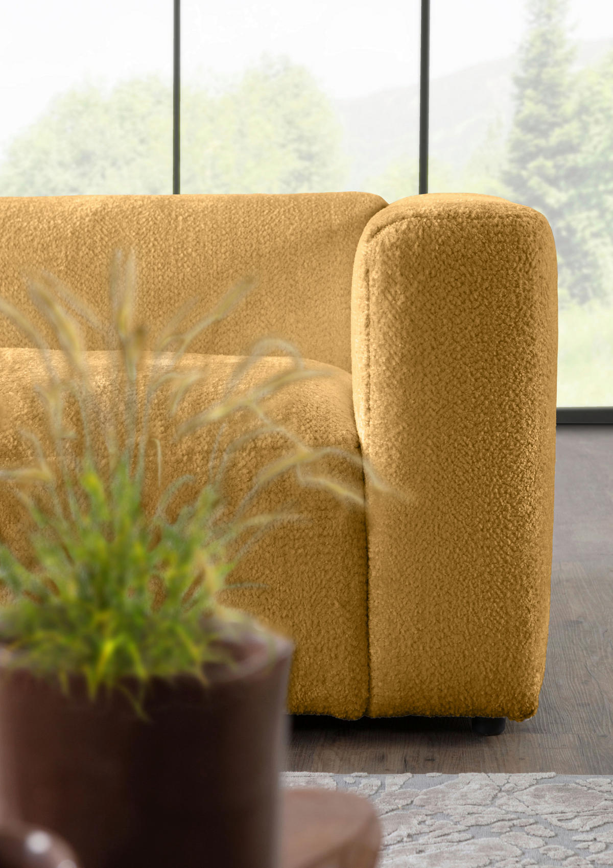 ECKSOFA Senfgelb Chenille  - Senfgelb/Creme, MODERN, Kunststoff/Textil (178/323cm) - Carryhome