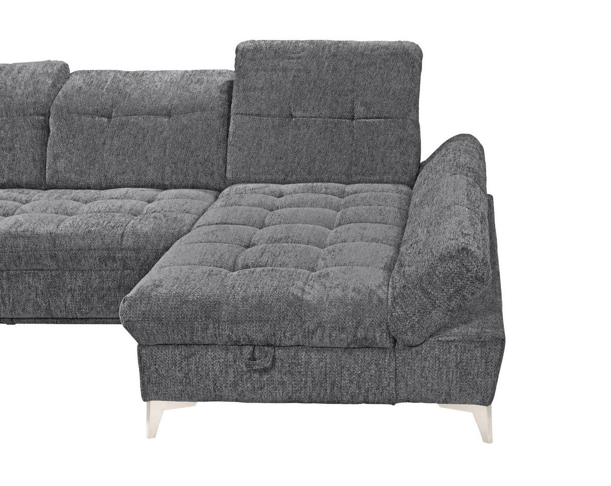 WOHNLANDSCHAFT Mikrovelours Anthrazit  - Kaschmir/Anthrazit, Modern, Kunststoff/Textil (245/348/168cm) - MID.YOU