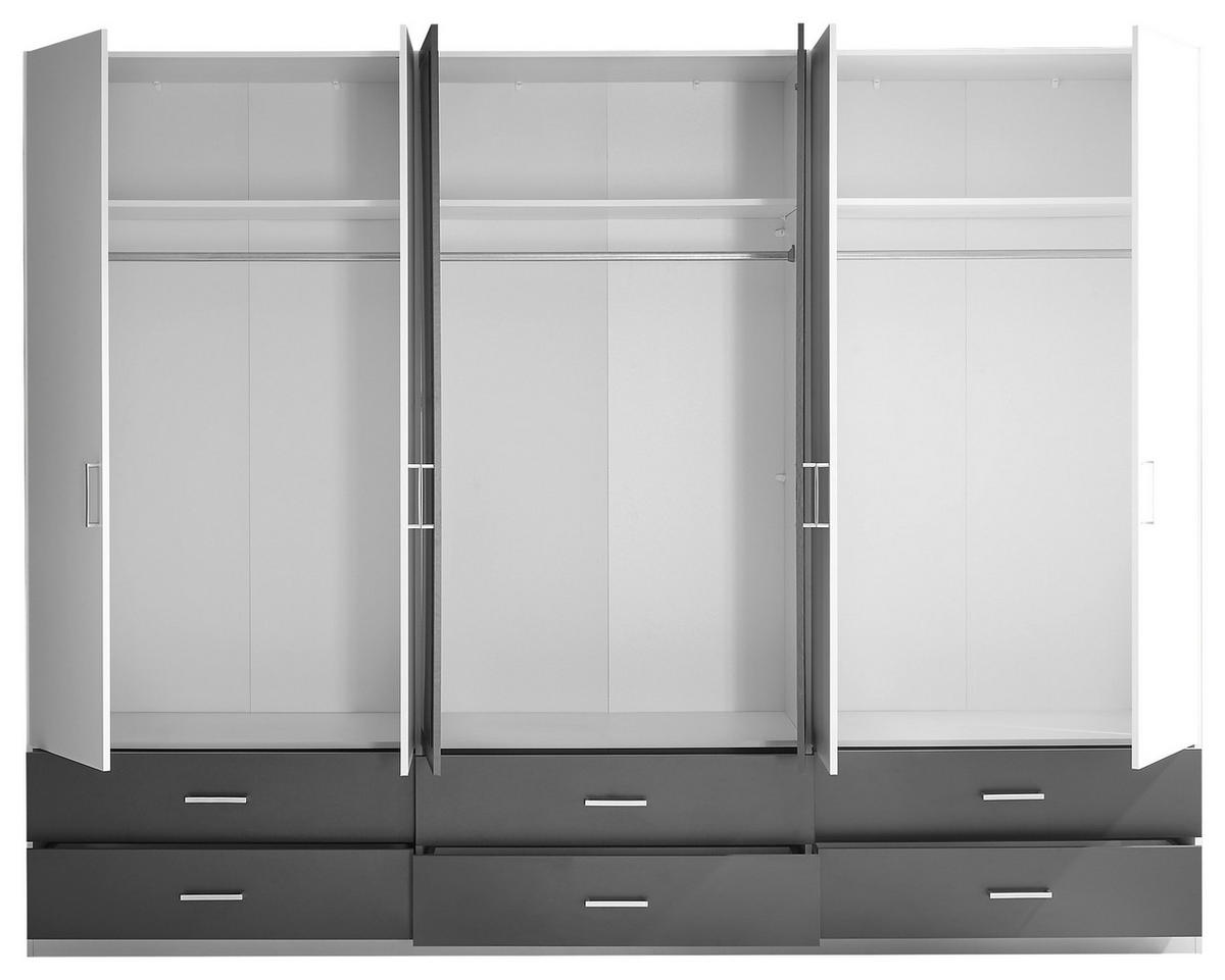 DREHTÜRENSCHRANK in Graphitfarben, Weiss  - Weiss/Alufarben, Konventionell, Glas/Holzwerkstoff (272/211/55cm) - Carryhome