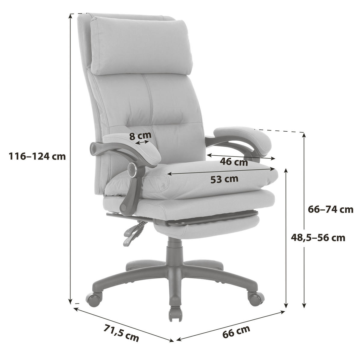 CHEFSESSEL Mikrofaser Braun  - Schwarz/Braun, LIFESTYLE, Holz/Kunststoff (66/116-124/71,5cm) - Livetastic