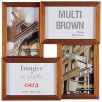 MULTIRÁMIK, 4 foto, 29,5/29,5/3,1 cm - hnedá, Basics, drevo/sklo (29,5/29,5/3,1cm) - Monee