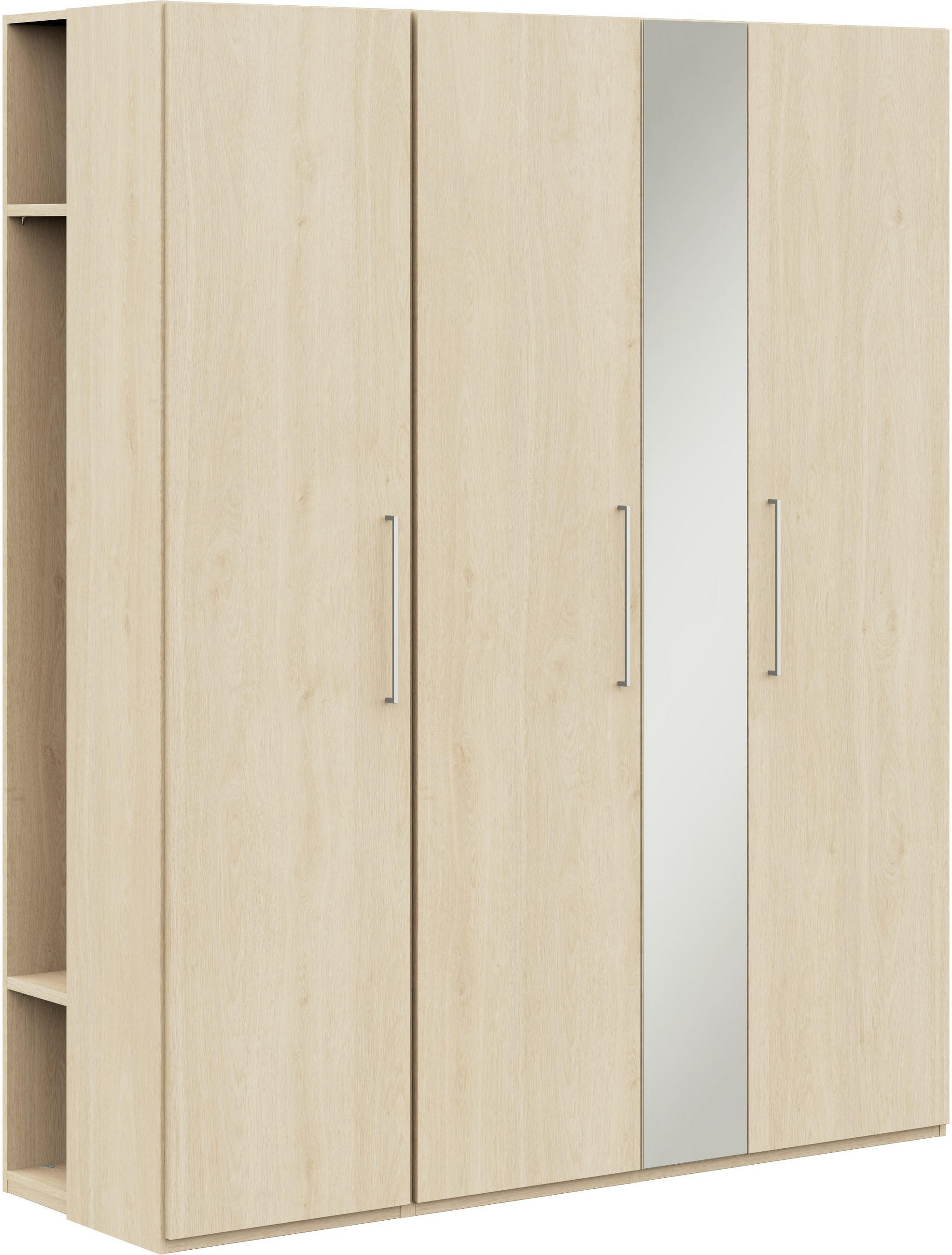 KLEIDERSCHRANK 4-türig Eichefarben  - Edelstahlfarben/Eichefarben, Design, Glas/Holzwerkstoff (177,6/213,6/59,3cm) - Cantus