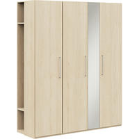 KLEIDERSCHRANK in Eichefarben  - Edelstahlfarben/Eichefarben, Design, Glas/Holzwerkstoff (177,6/213,6/59,3cm) - Cantus