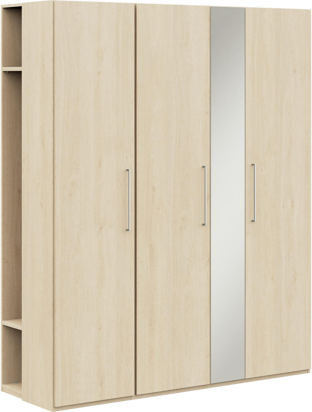 KLEIDERSCHRANK in Eichefarben  - Edelstahlfarben/Eichefarben, Design, Glas/Holzwerkstoff (177,6/213,6/59,3cm) - Cantus