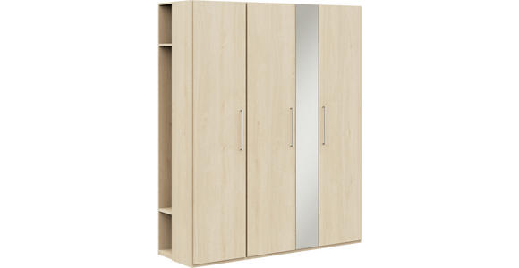 KLEIDERSCHRANK 4-türig Eichefarben  - Edelstahlfarben/Eichefarben, Design, Glas/Holzwerkstoff (177,6/213,6/59,3cm) - Cantus