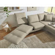 ECKSOFA  in Flachgewebe Beige Armteilverstellung, Relaxfunktion, Drehsitzfunktion  255-365/175-224 cm  - Beige/Schwarz, Design, Textil/Metall (255-365/175-224cm) - Dieter Knoll