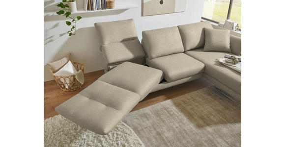 ECKSOFA  in Flachgewebe Beige Armteilverstellung, Relaxfunktion, Drehsitzfunktion  255-365/175-224 cm  - Beige/Schwarz, Design, Textil/Metall (255-365/175-224cm) - Dieter Knoll
