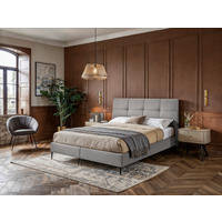 BOXSPRINGBETT 140/200 cm  in Grau  - Schwarz/Naturfarben, MODERN, Holzwerkstoff/Textil (140/200cm) - MID.YOU