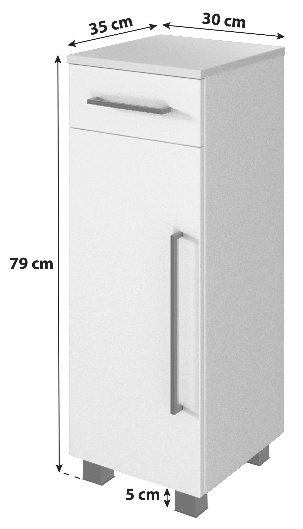 UNTERSCHRANK 30/79/35 cm   - Schwarz/Weiß, KONVENTIONELL, Holzwerkstoff/Kunststoff (30/79/35cm) - Held
