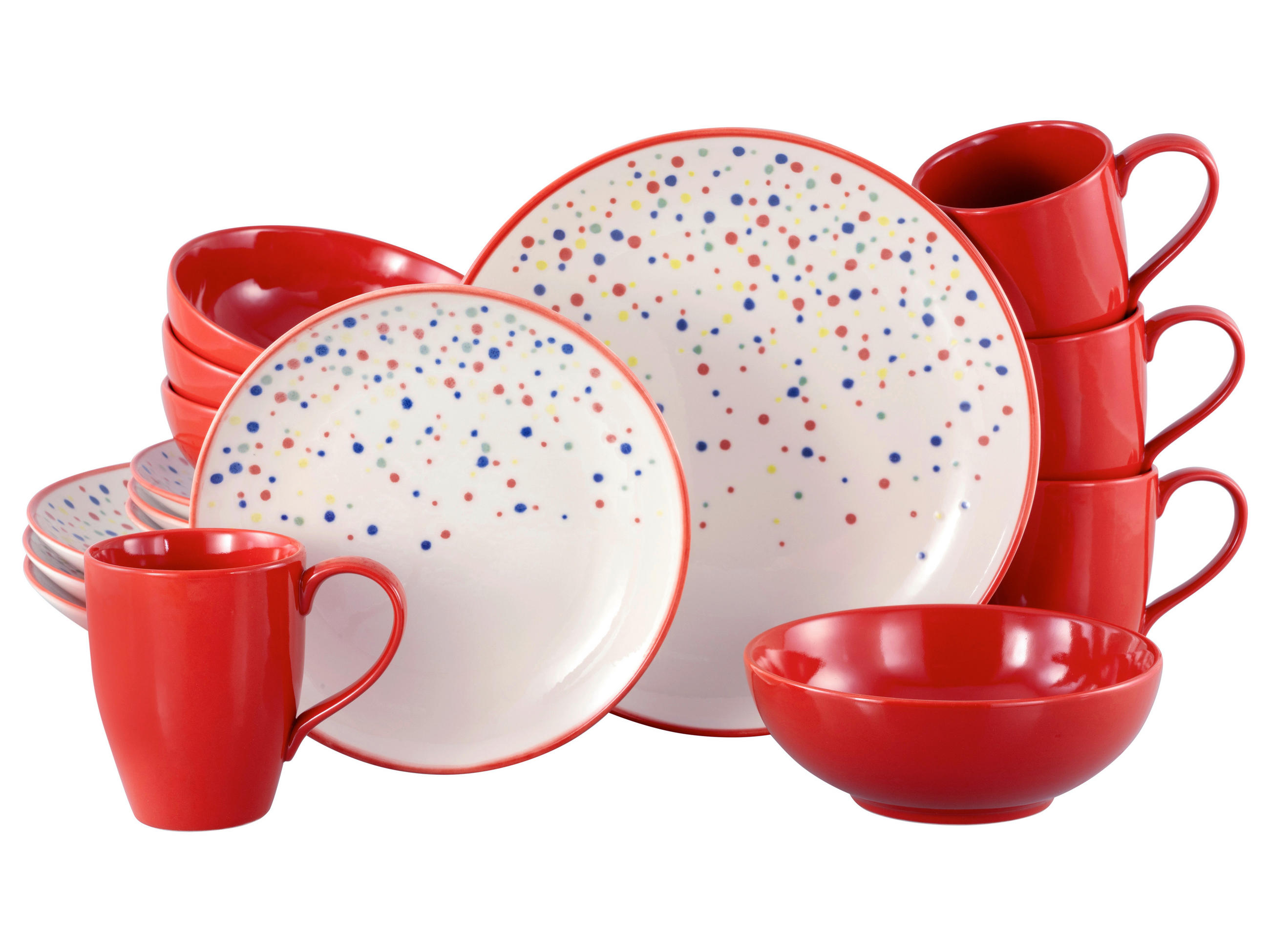KOMBISERVICE Multicolor Joy Rot-bunt 16-teilig 4 Personen  - Multicolor, Basics, Keramik - Creatable