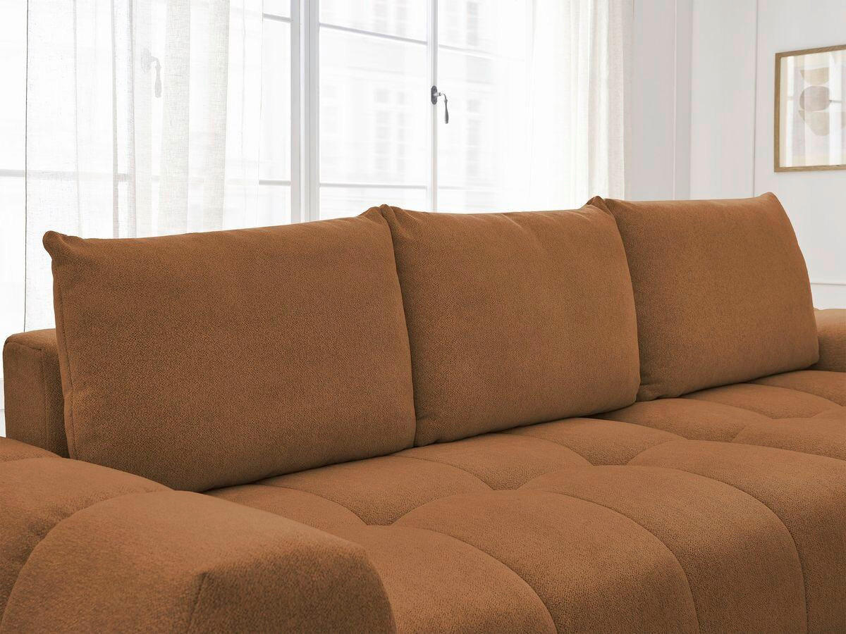 ECKSCHLAFSOFA EVEREST  mit Rücken echt, Armteil links, Armteil rechts Flachgewebe Orange  - Schwarz/Orange, MODERN, Kunststoff/Textil (318/180cm) - Livetastic