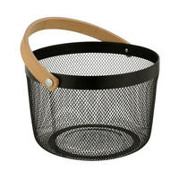 TÁROLÓKOSÁR  - natúr/fekete, Konventionell, fa/fém (25/17/25cm) - Wenko