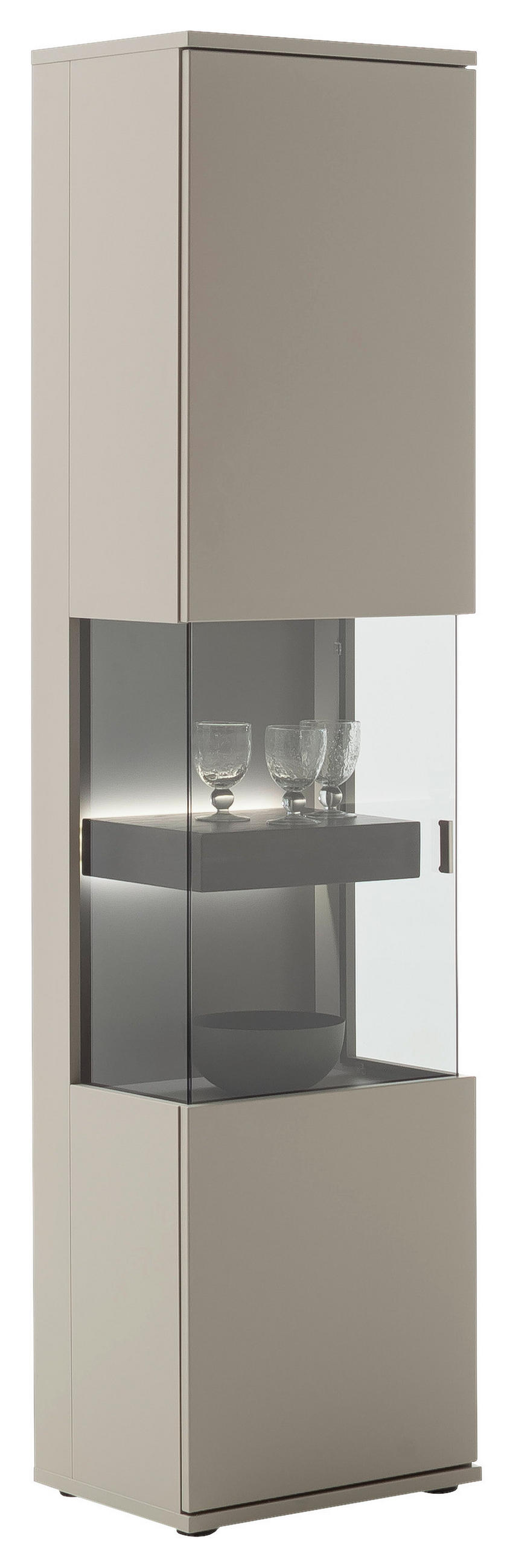 VITRINE  in furniert Grau, Eichefarben - Eichefarben/Grau, Design, Glas/Holzwerkstoff (50/201/37cm) - Novel