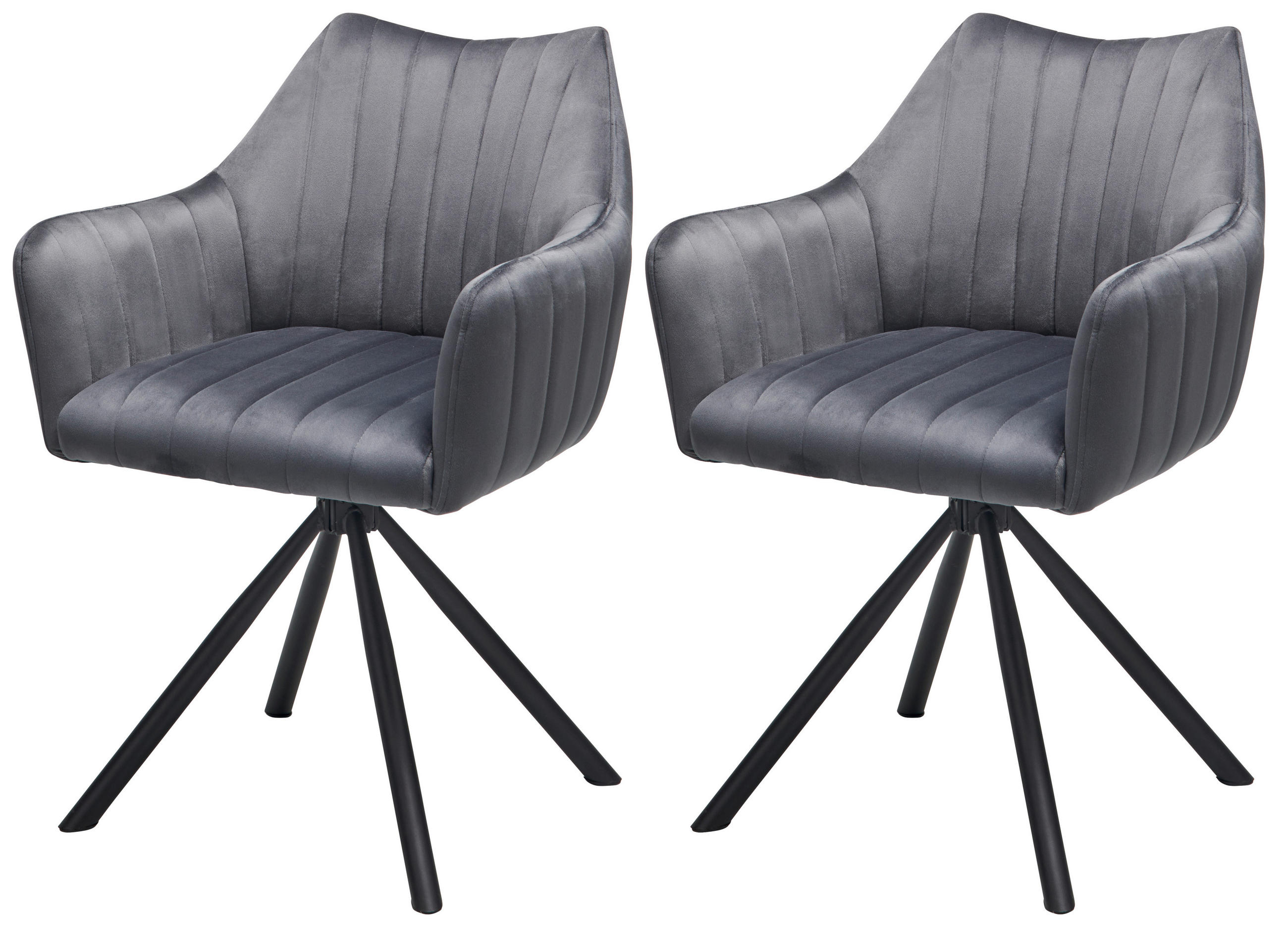 Armlehnstuhl Leila Grau/schwarz 2-Er Set