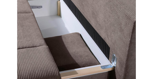 SCHLAFSOFA Cord Taupe  inkl. Bettkasten, Schlaffunktion, Armteilverstellung  - Taupe/Schwarz, Design, Textil/Metall (200/85/90cm) - Novel