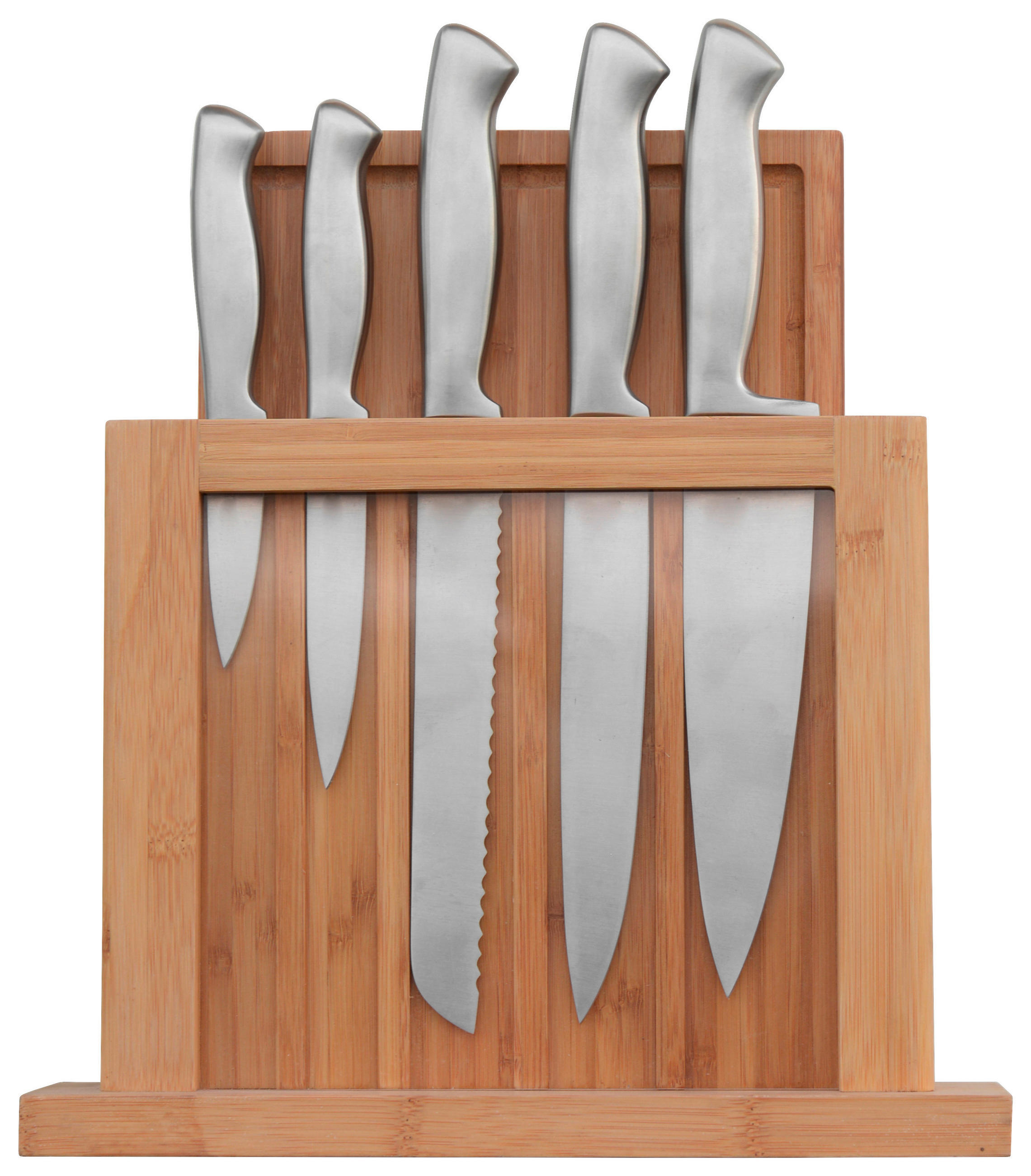BLOK ZA NOŽEVE  7 delova  - prirodna boja/srebrna, Osnovno, drvo/metal - Homeware Profession.