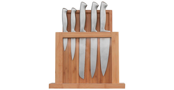 MESSERBLOCK 7-teilig - Silberfarben/Naturfarben, Basics, Holz/Metall - Homeware Profession.