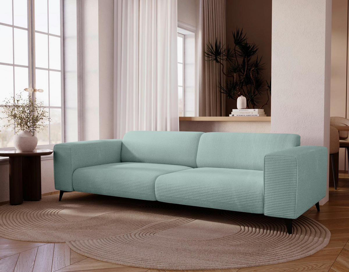 3-SITZER-SOFA Cord Salbeigrün  - Salbeigrün/Schwarz, KONVENTIONELL, Textil/Metall (237/75/104cm) - Carryhome