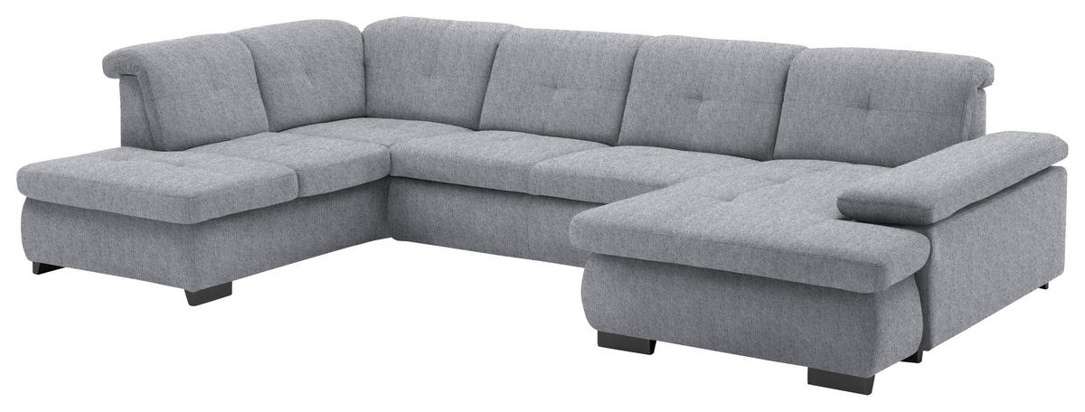 WOHNLANDSCHAFT in Webstoff Grau  - Schwarz/Grau, Design, Textil/Metall (210/337/174cm) - Beldomo Style