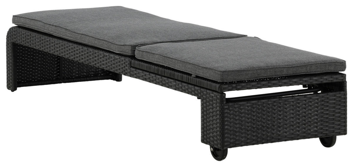 SONNENLIEGE 60/32/196 cm  - Schwarz, KONVENTIONELL, Kunststoff (60/32/196cm) - Gardenson