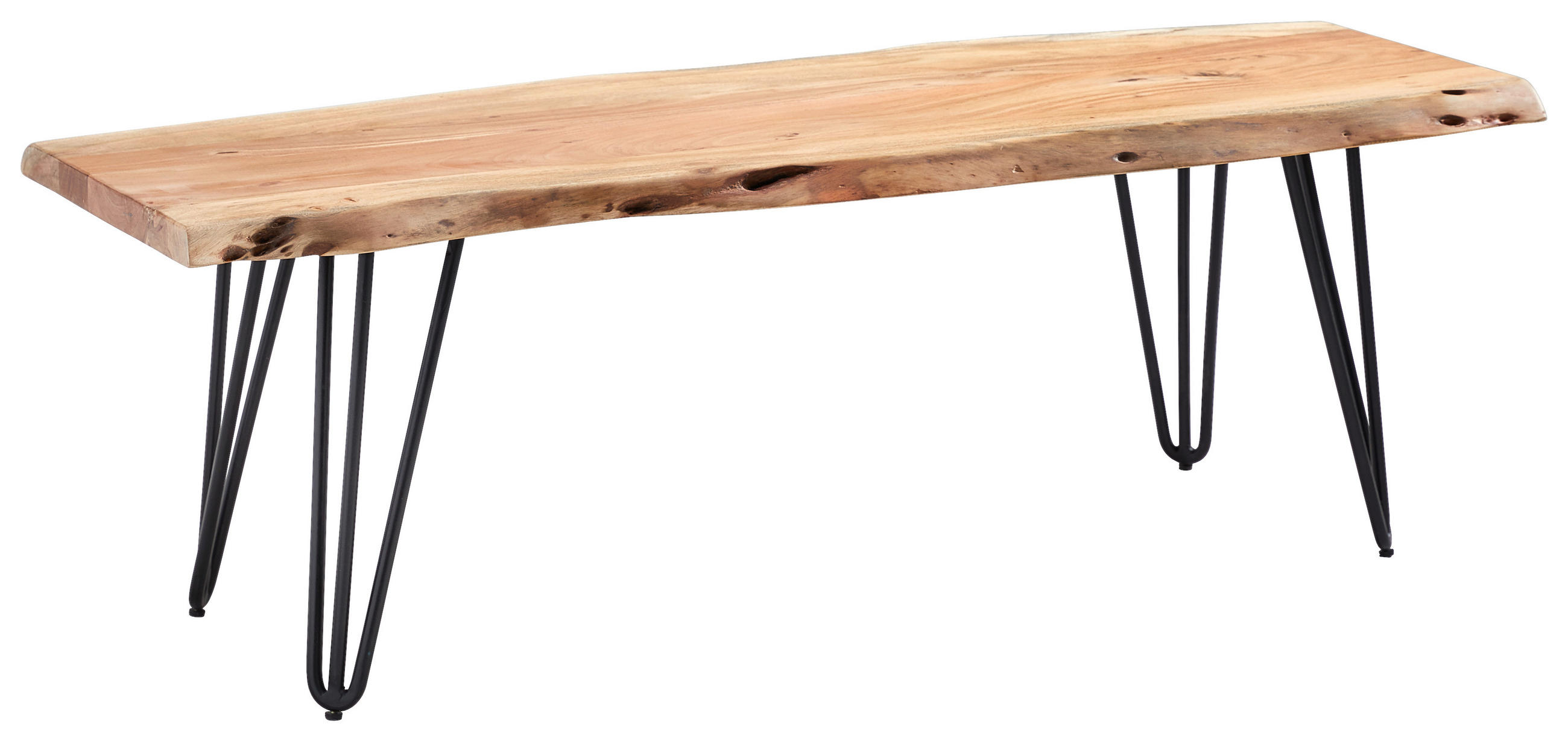 SITZBANK 140/46/35 cm Schwarz, Akaziefarben Akazie massiv  - Schwarz/Akaziefarben, Design, Holz/Metall (140/46/35cm) - Landscape