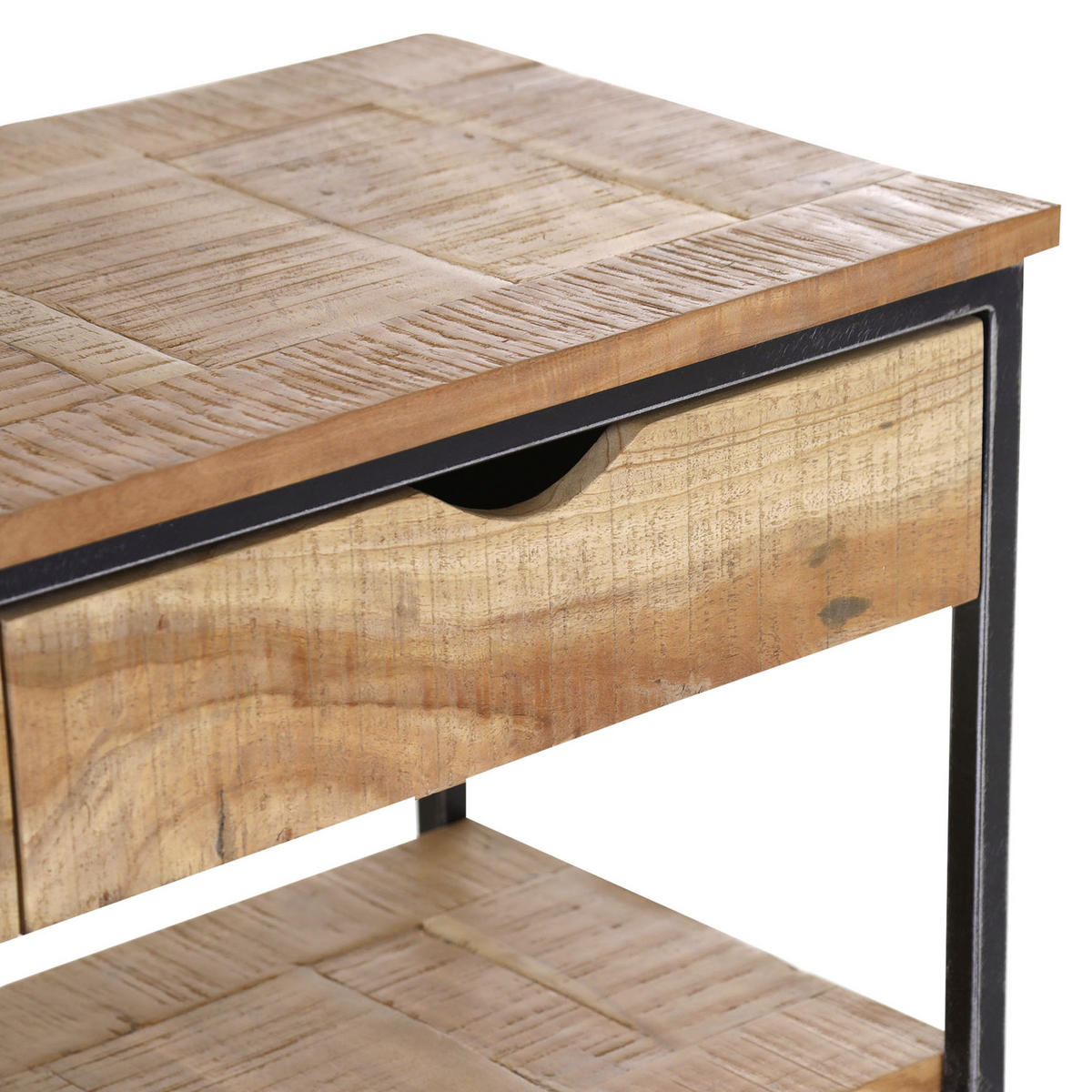 NÍZKA KOMODA, recyklované drevo, prírodná farba, 140/50/40 cm - čierna/prírodná farba, Trend, kov/drevo (140/50/40cm) - Livetastic