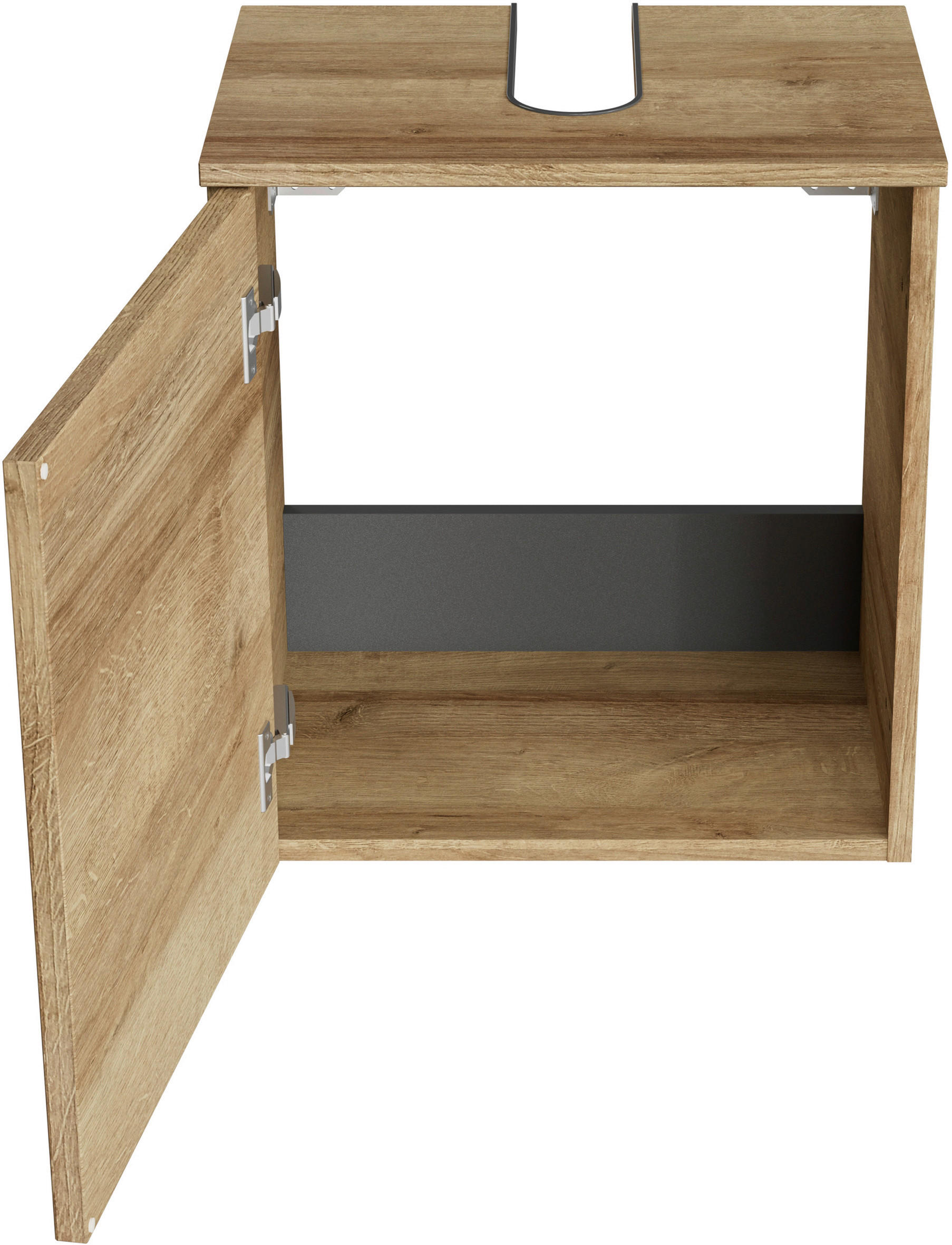 WASCHBECKENUNTERSCHRANK 45/49,8/33,3 cm  - Chromfarben/Eichefarben, KONVENTIONELL, Holzwerkstoff/Metall (45/49,8/33,3cm) - Sadena