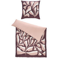 WENDEBETTWÄSCHE SW-Plant rot Satin 135/200 cm  - Rotbraun/Hellrosa, Design, Textil (135/200cm) - Schöner Wohnen