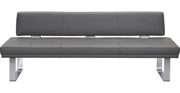 SITZBANK in Grau, Edelstahlfarben - Edelstahlfarben/Grau, Design, Leder/Metall (239cm) - Dieter Knoll