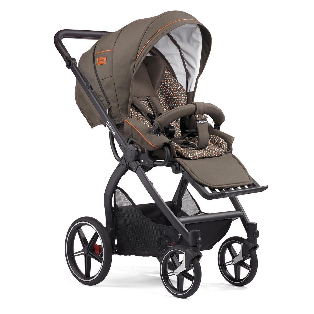 KINDERWAGENSET FX4 Classic  - Cognac/Schwarz, Basics, Leder/Textil (57/129/100cm) - Gesslein