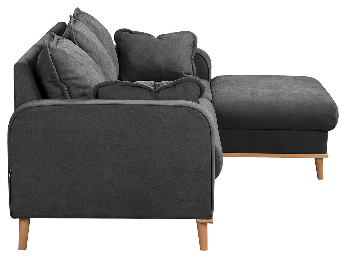 ECKSOFA in Mikrofaser Dunkelgrau  - Wengefarben/Dunkelgrau, Design, Holz/Textil (230/150cm) - Livetastic