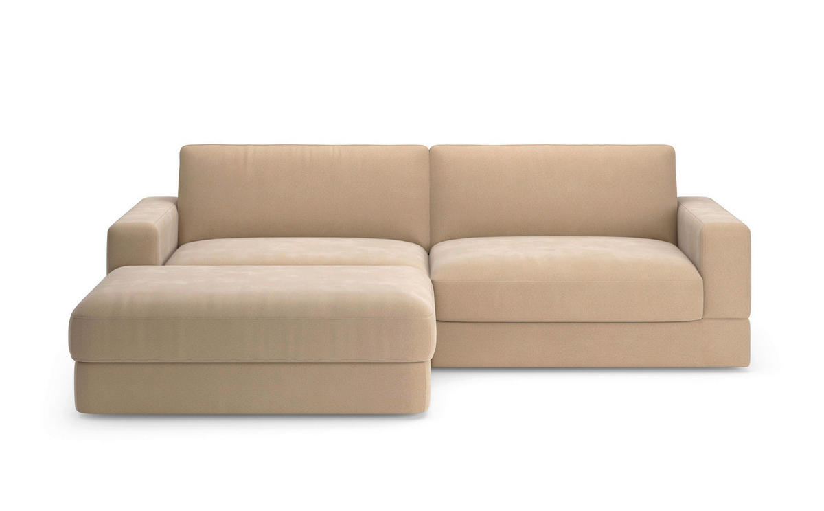ECKSOFA FABIO E in Mikrofaser Sandfarben  196/264 cm  - Sandfarben/Schwarz, MODERN, Kunststoff/Textil (196/264cm) - Sit & More