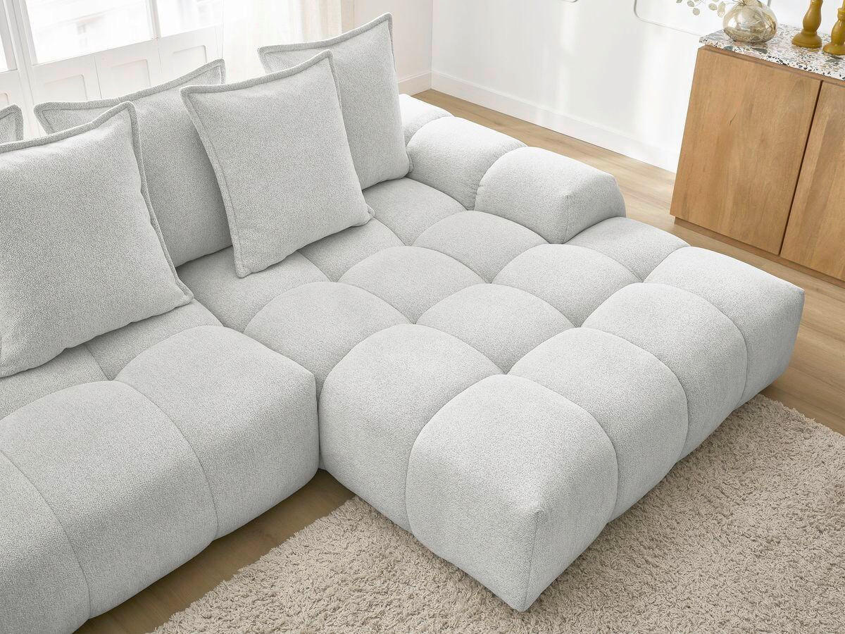 ECKSCHLAFSOFA EVEREST  mit Rücken echt, Armteil links, Armteil rechts Flachgewebe Hellgrau  - Hellgrau/Schwarz, MODERN, Kunststoff/Textil (318/180cm) - Livetastic