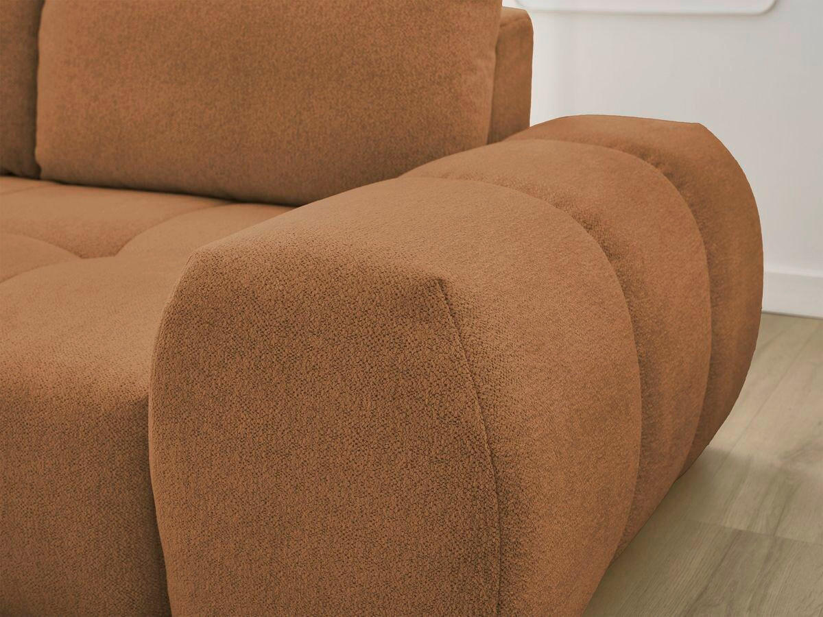 ECKSCHLAFSOFA EVEREST  mit Rücken echt, Armteil links, Armteil rechts Flachgewebe Orange  - Schwarz/Orange, MODERN, Kunststoff/Textil (180/318cm) - Livetastic