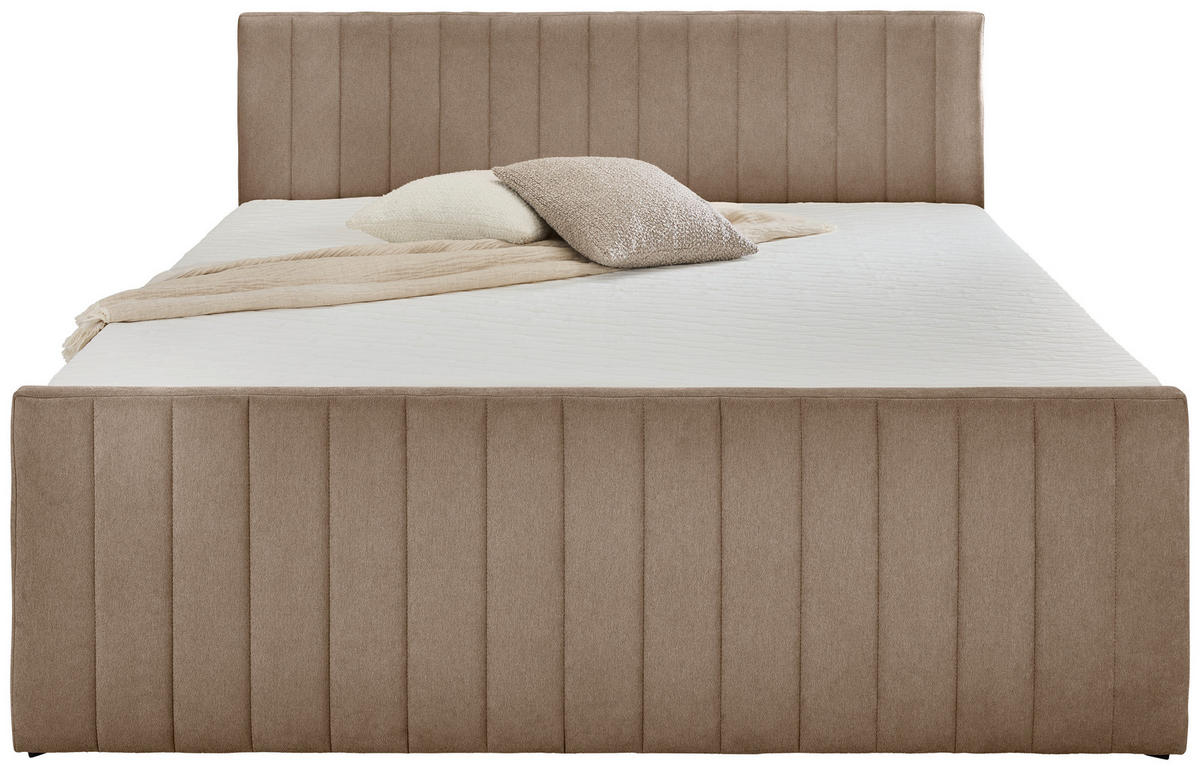 PAT TIP BOXSPRING FĂRĂ ARCURI 140/200 cm  taupe  - taupe/negru, Konventionell, plastic/textil (140/200cm) - Boxxx