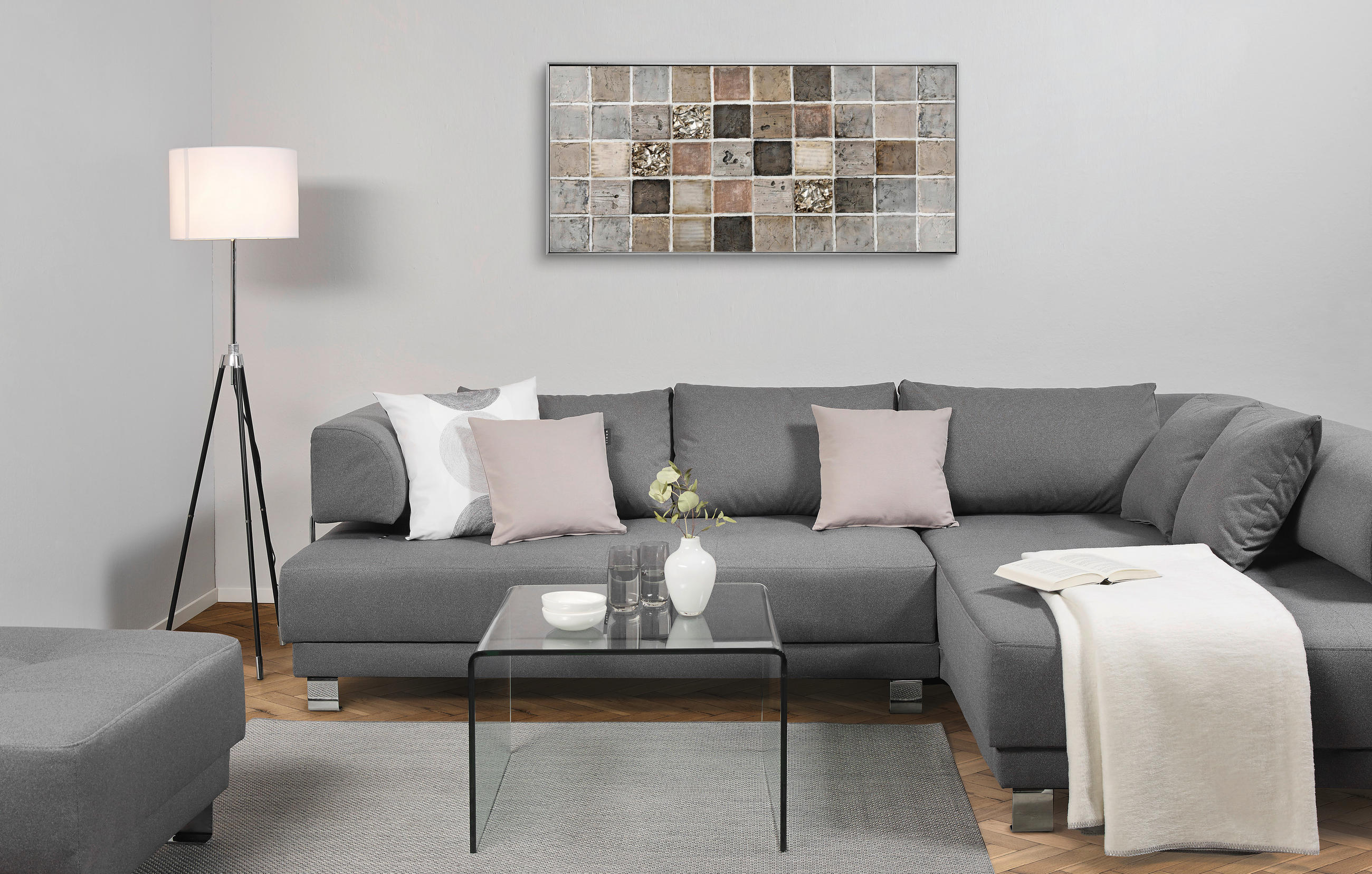ÖLGEMÄLDE 150/70 cm - Beige/Silberfarben, Design, Holz/Kunststoff (150/70cm) - Monee