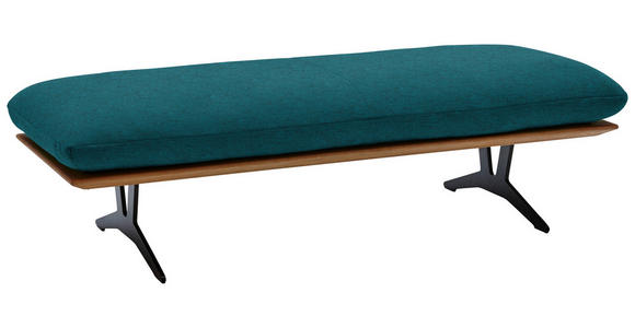 HOCKERBANK in Holz, Textil Petrol - Petrol/Schwarz, Design, Holz/Textil (150/43/60cm) - Dieter Knoll