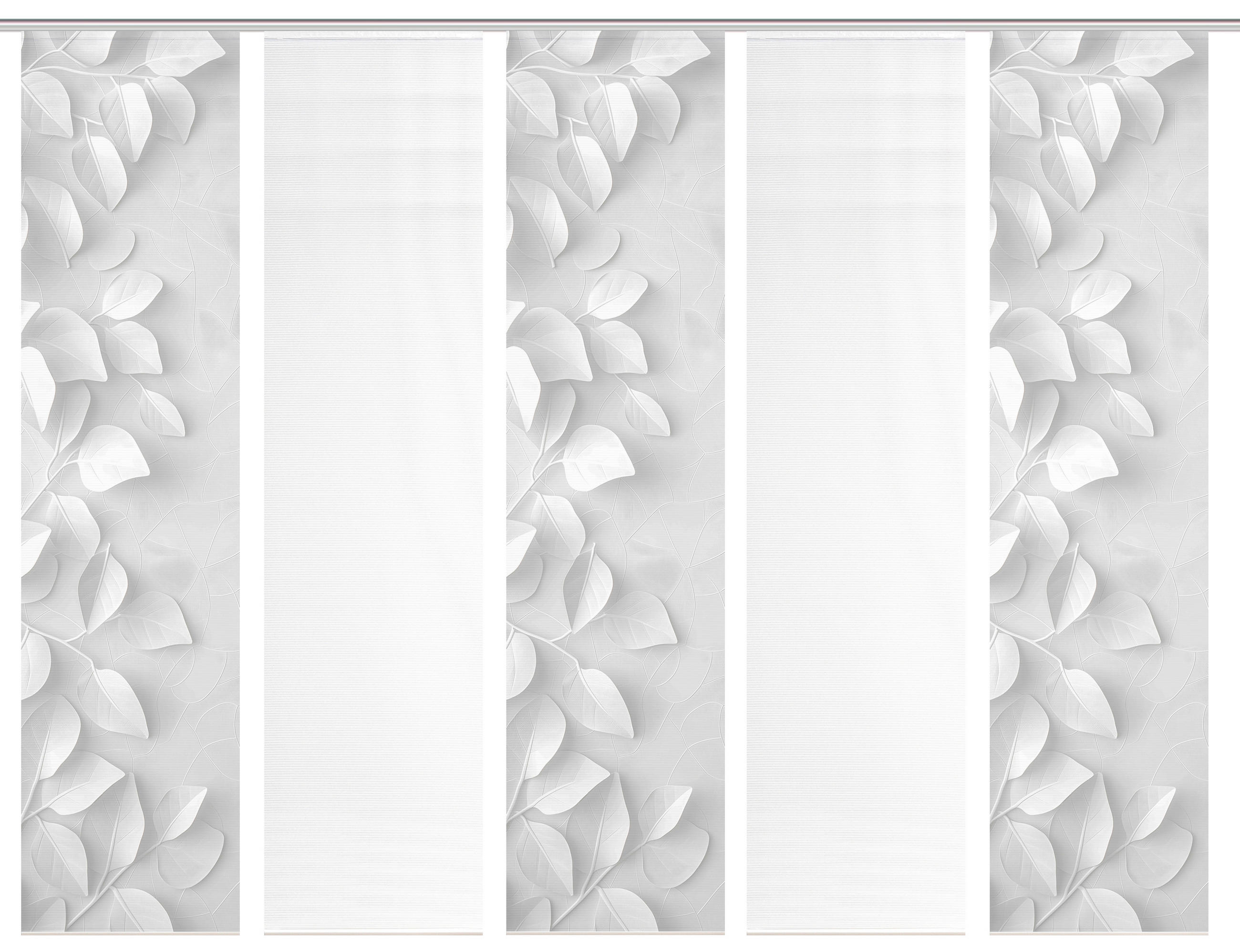 FLÄCHENVORHANG  5 Stück  blickdicht  60/260 cm   - Grau Hochglanz/Weiß, Design, Textil (60/260cm)