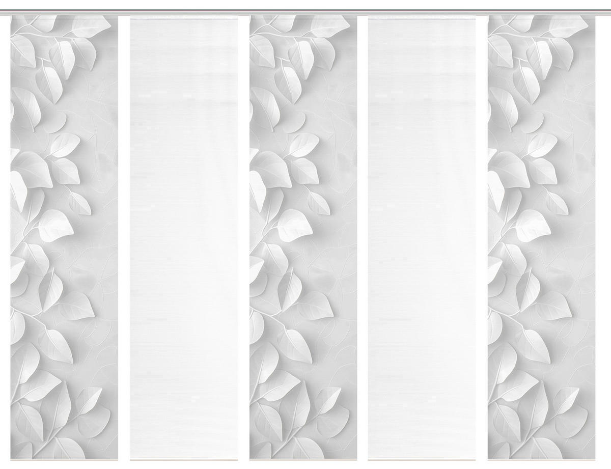 FLÄCHENVORHANG  5 Stück  blickdicht  60/260 cm   - Grau Hochglanz/Weiß, Design, Textil (60/260cm)