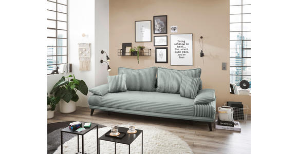 SCHLAFSOFA Cord Pastellgrün  - Pastellgrün/Schwarz, KONVENTIONELL, Kunststoff/Textil (246/90/105cm) - Carryhome