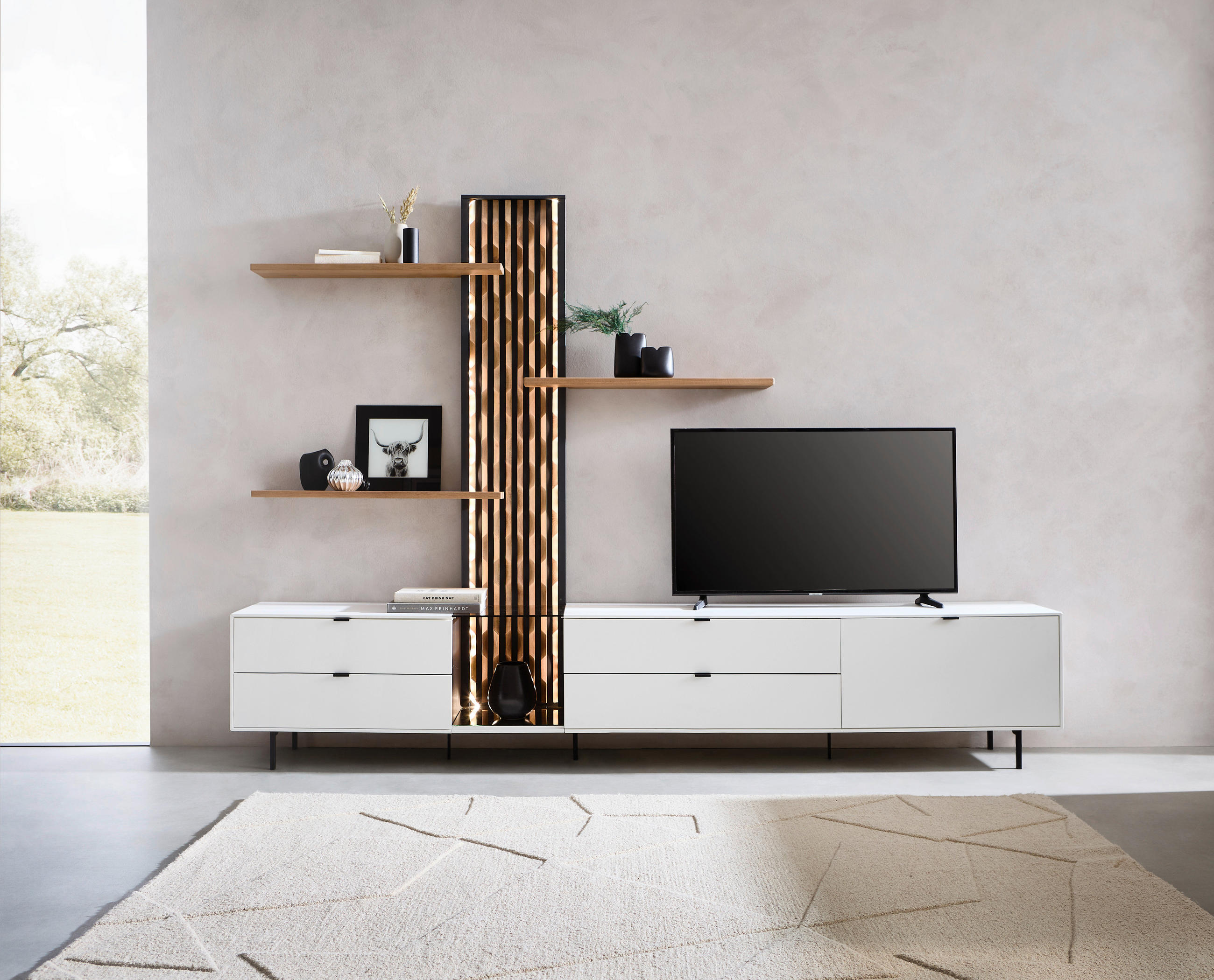 WANDBOARDSET 3-teilig Eiche massiv Eichefarben  - Eichefarben, Design, Holz (85/20/2,5cm) - Moderano