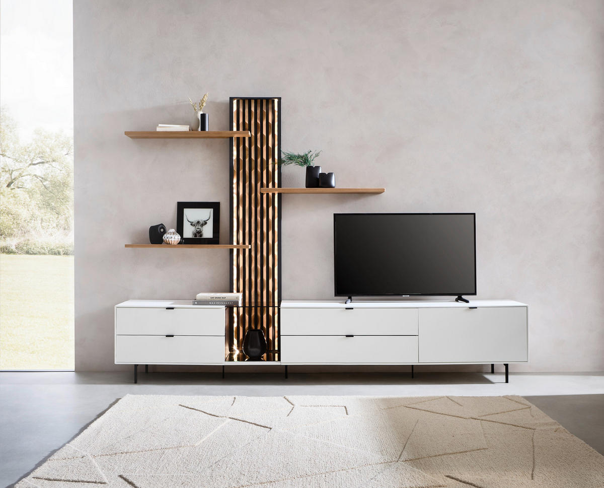LOWBOARD  in 267,5/191,5/42 cm  - Eichefarben/Schwarz, Design, Holz/Holzwerkstoff (267,5/191,5/42cm) - Moderano