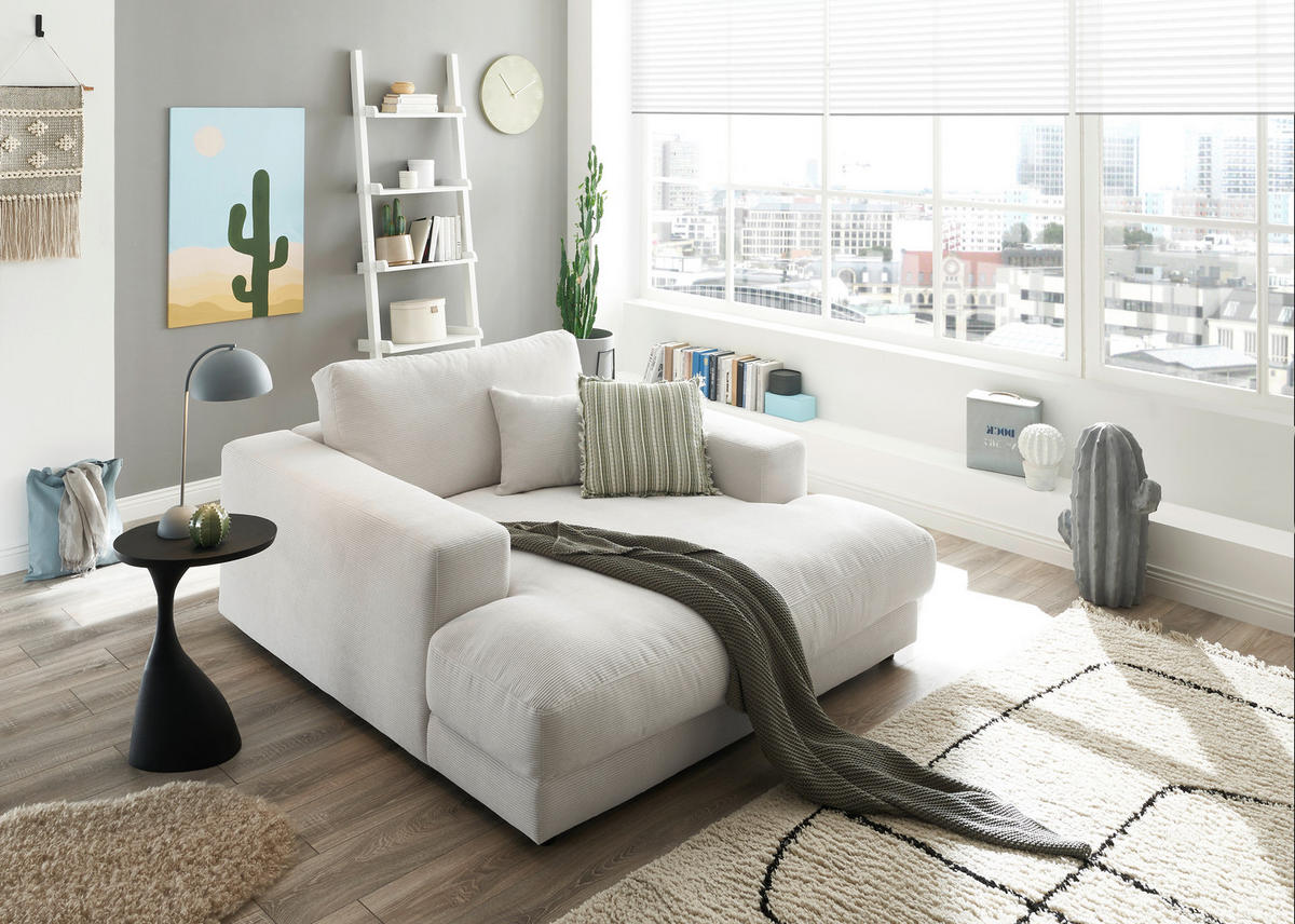 XXL-SESSEL in Feincord Weiss  - Weiss/Schwarz, Design, Kunststoff/Textil (150/86/170cm) - Lomoco